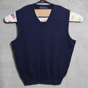 Polo Golf Ralph Lauren Sweater Vest Mens Medium Navy Blue V Neck Cashmere Blend